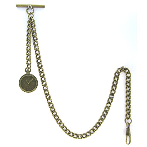 Albert Chain Pocket Watch Chains For Men Antique Brass Plating With Mini Pocket Watch Design Fob T Bar Ac26 #TOP11