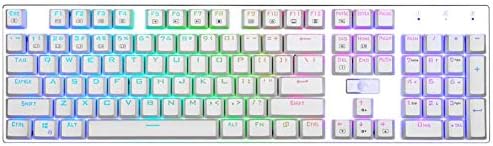 HUO JI E-Yooso Z-88 Mechanical Gaming Keyboard USB Wired, Programmable RGB Backlit, Brown Switch, 104 Keys Hot Swappable for Windows, PC, Silver and White