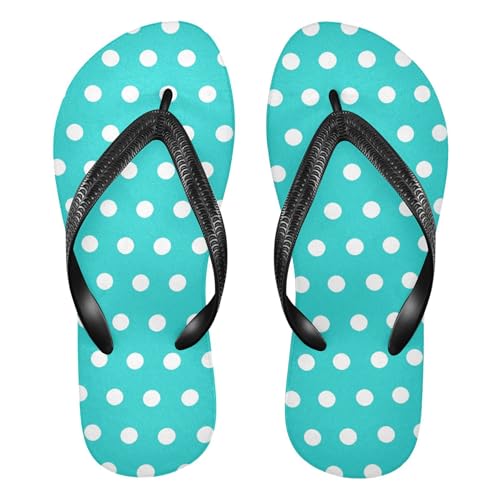 Burbuja Polka Dots White Blue Flip Flops for Women Men, Soft Thong Sandals Rubber Slippers for Pool Beach Essentials