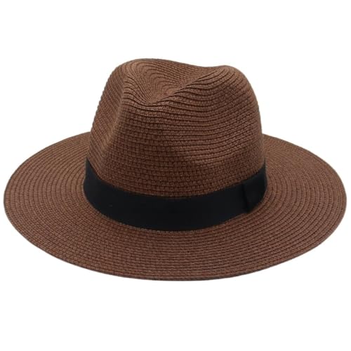 Chapeau de paille pliable anti-UV avec ruban noir carré pour une protection solaire optimale