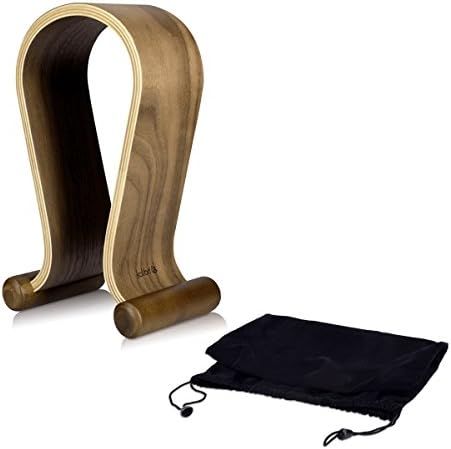 kalibri Wooden Omega Headphone Stand - Universal Headset Wood Hanger - Holder for Gaming Headsets DJ Studio Headphones & Earphone Display - Walnut