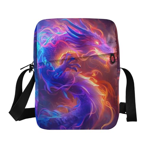 Crossbody Bag Neon Glowing Dragon Messenger Bag for Women Men Purse Shoulder Bag Satchel Bag with Adjustable Strap 202b5942