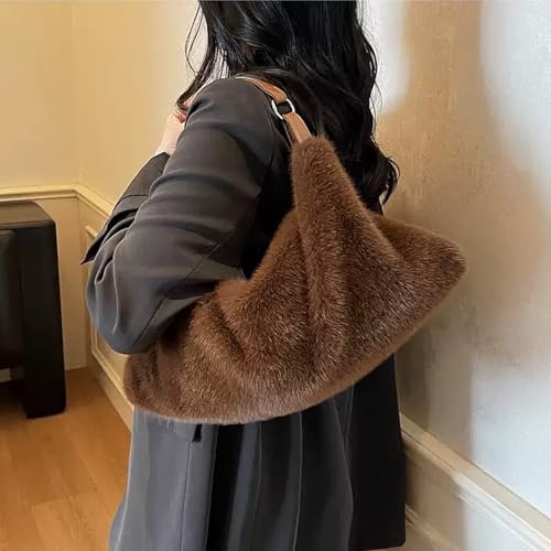 Cartera de piel sintética para mujer, bolso tipo tote mullido y acolchado, para invierno, con asa de hombro y bandolera miniatura 4