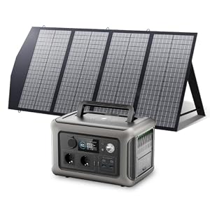 ALLPOWERS Solargenerator R600 mit 140W Solarpanel, 299WH LiFePO4 Batterie, 2x 600W (1200W Spitze) AC Ausgang Tragbare Powerstation, Mobile Stromversorgung für Garten Reise Camping Wohnmobil Notfall