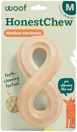 WOOF HonestChew Dog Toy Infinity – Durable Dog Chews – Made with Natural, Plant-Based Ingredients – Splinter-Resistant – Safer Than Dog Bones – Medium
