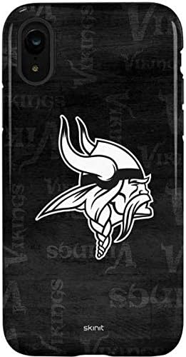 Skinit Pro Phone Case Compatible with iPhone XR - Officially Licensed NFL Minnesota Vikings Black & White Design