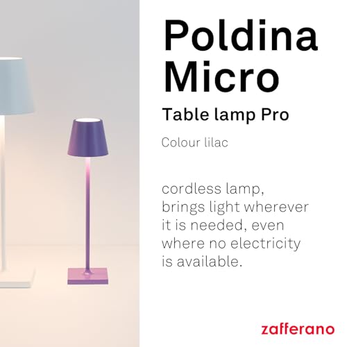 Zafferano, Poldina Micro Lamp, Rechargeable Cordless Table Lamp with Touch Controls, Suitable for Interior and Outdoor Dimmer - Image 2