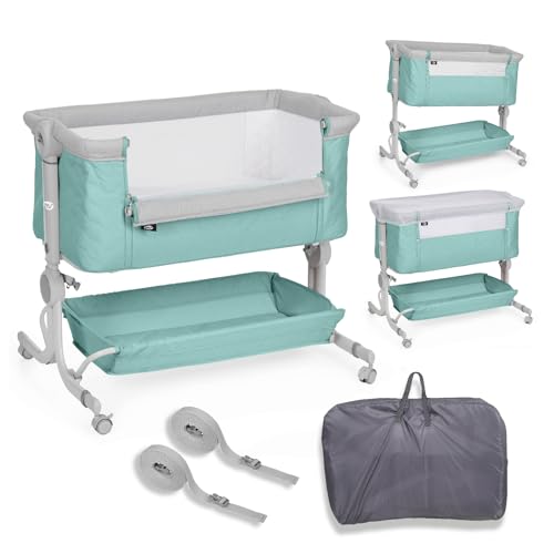 ms BabyWorld – Minicuna Colecho Comfy – Regulable multialturas y reclinable | Colchón Incluido | Mosquitera de Serie | Seguridad y Confort para bebé