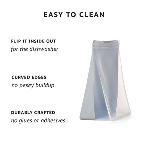 W&P Porter Stand Up Bag - Large 100% Silicone Reusable Food Storage Bag | 50 Oz - Slate | Cook, Store, Or Freeze | Easy Cleaning, Dishwasher-Safe #TOP1