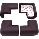 4 Pack Soft Foam Baby Proofing Corner Guards & Edge Protectors, Pre-Taped Table Corner Protector, Children Safety Furniture Desk Bumper, Cushion for Sharp Corners, L Type,Brown