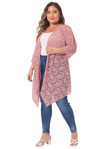 Image of Agnes Orinda Plus Size Cardigans for Women Open Front 3 /4 Sleeves Crochet Cover Ups Jackets 2024