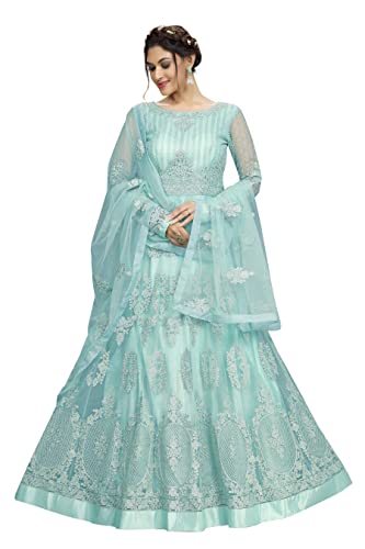 Image of TRENDMALLS Women's Net Embroidery Salwar Suit Anarkali Kurta Set with Dupatta