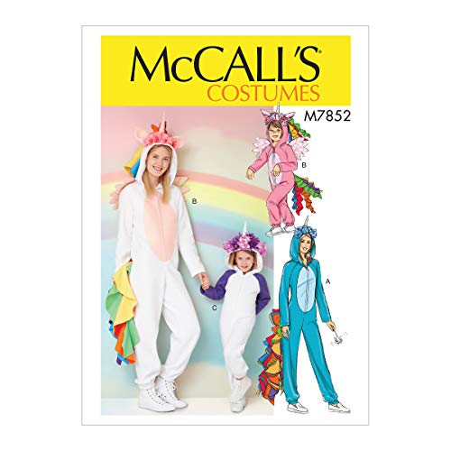 McCall's M7852KID Girl's Unicorn Onesie Costume Sewing Patterns, Sizes 3-8