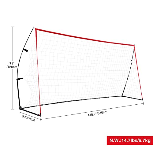 Redswing Soccer Goal For Backyard, Heavy Duty Steel Frame With Net For Kids, Adult Portable Football Shooting Training Aid With Carry Bag, Red #TOP1