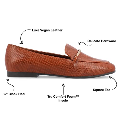 Image of Journee Womens Loafer Flat Notched Topline Square Toe Slip-On Block Heel - Wrenn Casual Dress Shoe