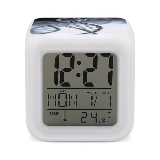 GHENBLT DNA Kette Fotowecker Wecker für Schlafzimmer Digitaler Wecker Batteriewecker Lichtwecker LED Wecker Kleine Uhr Uhr mit Temperatur Funkuhr