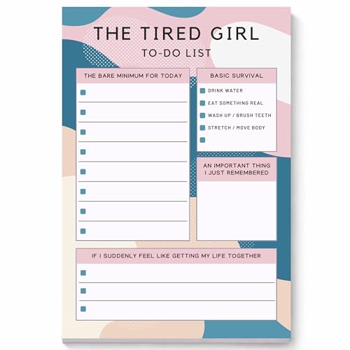 Bloc-notes to-do list Tired Girl pour organiser les tâches quotidiennes des femmes débordées