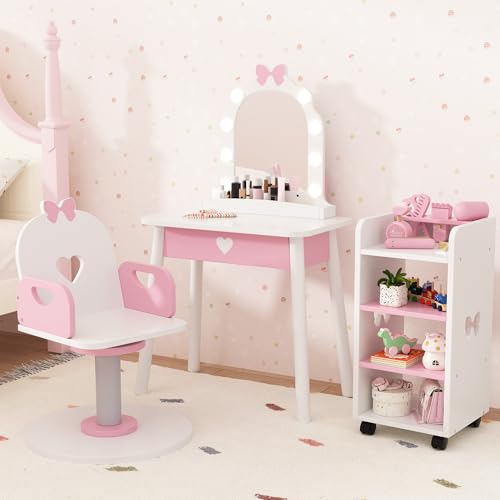 IdeaKey White Pretend Hair Salon Station with Barber Chair Toddler