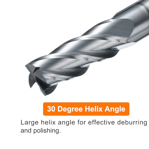 Image of HARFINGTON Carbide Square Nose End Mill Bit 3 /8 inch Cut Dia 4 Flutes TiAlN Coated Milling Cutter for Hardened Steel Metal (3 /8 inch Shank 1 inch Cut Length 3 inch Long 30 Degree Helix HRC53-55)