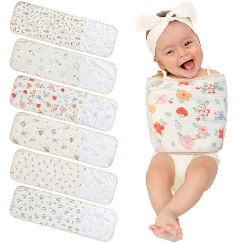 Image of Funnysoft 6 Pcs Newborn Snuggle Strap Adjustable Arms Swaddle Band Baby Belly Band Arms Safe Swaddle Sleep Wrap Blanket for Newborn Infant Boy Girls (Flower and Animal Style)