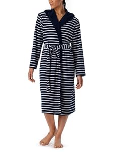 Schiesser Bademantel mit Kapuze Frottee 110 cm Länge - Baumwolle gemustert