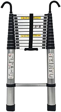 Telescopic Ladder Telescopic Ladders Multi-Purpose Extendable Ladder Telescopic Ladder Heavy Duty Telescopic Ladder 2.6m/ 3.8m/ 5m/ 6.2m Tall, Aluminum Folding Telescoping Ladder with Hooks