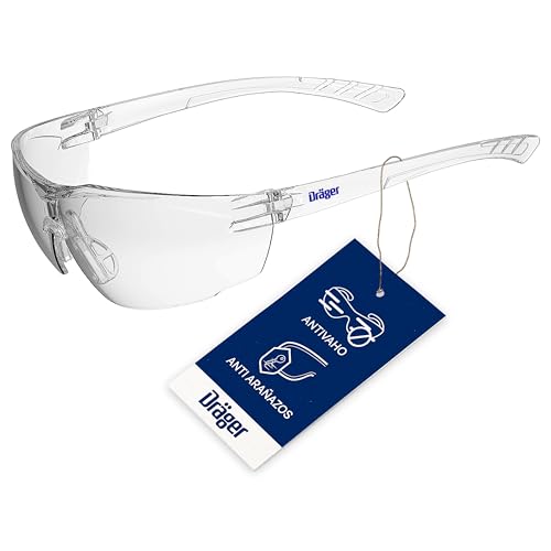 Dräger X-pect 8320 | Gafas de protección ligeras con gran campo de visión, Para obras, talleres, ciclismo, footing, Transparentes, resistentes a arañazos y antivaho, 1 pieza