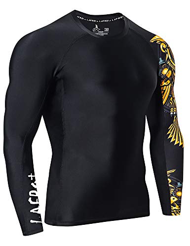 Lafroi Men's Long Sleeve Upf 50+ Baselayer Skins Performance Fit Compression Rash Guard-Clyyb Asym Time Manager Size Xl #TOP2