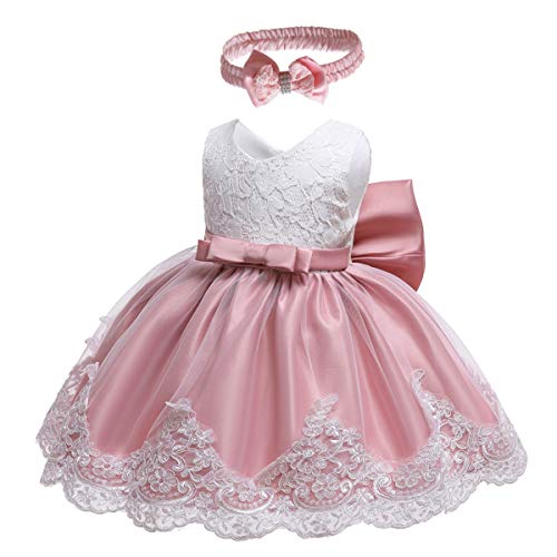 HOIZOSG Baby doop jurk kant verkiezing doop bruiloft formele strik verjaardagsfeestje tutu bloem meisjes jurk w… - Image 4