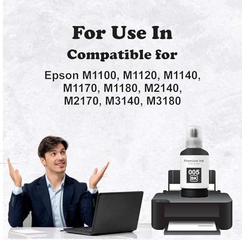 Image of Duplex DTC 005 Ink Compatible for Epson M3140, M3170, M1120, M1140, M1180, M2140 Printers (005 Black Ink 4 Pcs)