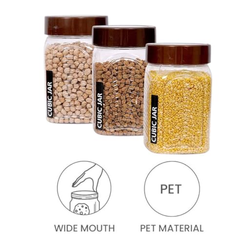 Image of Plastic Brown Airtight Kitchen Container and Jar Dibba Set of 6 | Multipurpose Storage Boxes & Kitchen Dibba Set for Grocery, Spices, Dry Fruits, Pulses & Snacks (300 ml)