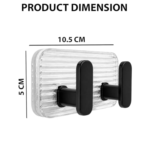 Image of SIGNAMIO 8 Hook Self Adhesive Wall Hooks for Wall Heavy Items, Adhesive Wall Hook, Wall Hooks for Hanging Clothes, Kitchen & Bathroom Accessories, Stick On Hooks for Wall Without Drill -Black