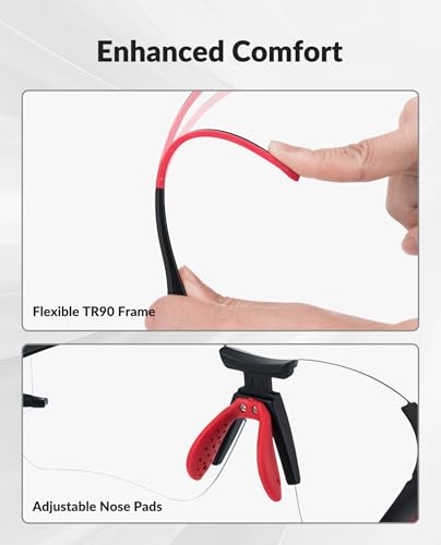 Foto von ROCKBROS Fahrradbrille Selbsttönend für Damen Herren, Photochrome Radsportbrille Sonnenbrille mit UV400 Schutz Transprante Gläser für Outdoorsports