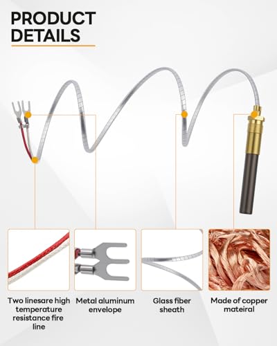 Aecsze 24\" Thermopile 750mV Thermocouple Generator Q313A 071515 for Gas Water Heater/Fireplace/Gas Fryer/Oven, 750 Millivolt Aluminum Thermopile Replacement Part