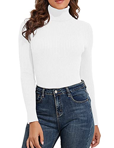 Image of PrettyGuide Women's Ribbed Turtleneck Long Sleeve Sweater Tops