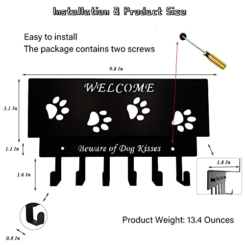 Dog Leash Holder for Wall, Storage and Mail Organizer, Key Holder Wall Mount With 6 Hooks - Leash, Stuff, Key, Letter, Sunglasses Organizer for Entryway, Farmhouse - Image 6