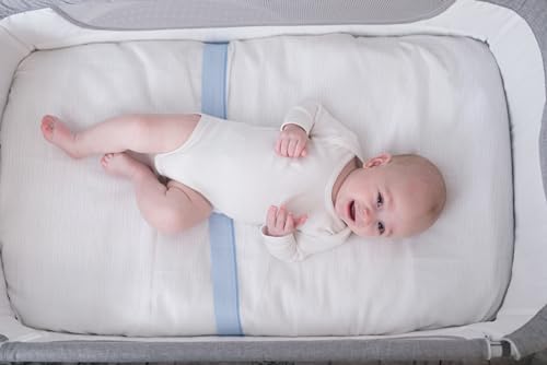 Image of Meracorallo Muslin Pack and Play Fitted Sheet, 100% Cotton, Fog | Soft Breathable Mini Crib Sheet, Pack N Play Sheet, 38x26 In, Playard Mattress Sheet for Baby Boys and Girls