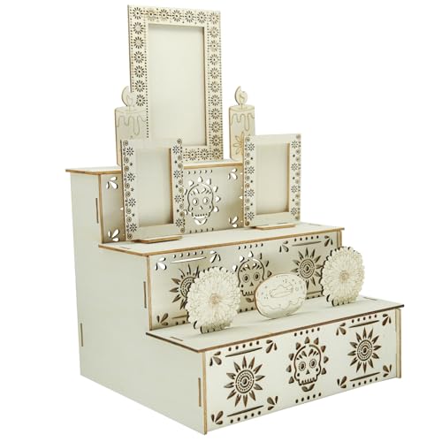 Altar de troncos do dia dos mortos com exibição de fotos, suprimentos de decoração do dia dos mortos, inclui moldura para fotos e decoração de velas, suprimentos de decoração de lembrança