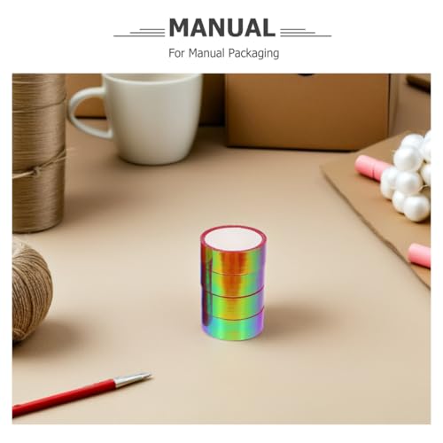 PRETYZOOM 12 Rolls Rainbow Film Tape High Viscosity PE Adhesive Waterproof Colored Tape DIY Crafts Scrapbooking Gift Wrapping 1.57×1.57×0.59In by PRETYZOOM - Image 2