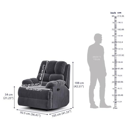 Image of Wakefit Recliner | 3 Year Warranty | Recliner Sofa 1 Seater, XpertGRID Technology, Designed for Supreme Comfort & Relaxation, Easy DIY Assembly, 145 kg Weight Capacity, Virelia (Space Grey)