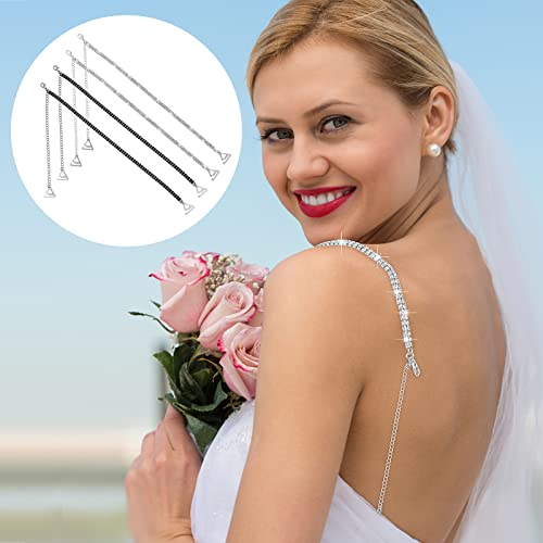 Lusofie 2 Pairs Rhinestone Bra Shoulder Straps Adjustable Bra Strap Rhinestone Shiny Bra Straps Bra Belt Lingerie Straps For Women Tops Dress Bra #TOP4