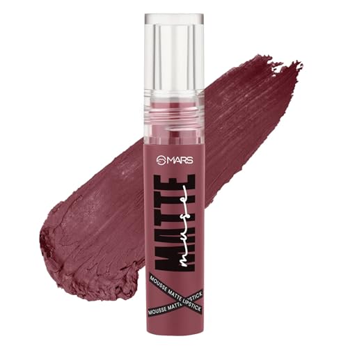Image of MARS Matte Muse Mousse Lipstick (3ml) (17-GLAM GODDESS) with Doe-Foot Applicator | Highly Pigmented | Smooth Texture | Hydrating Formula | Blurry Lips Effect