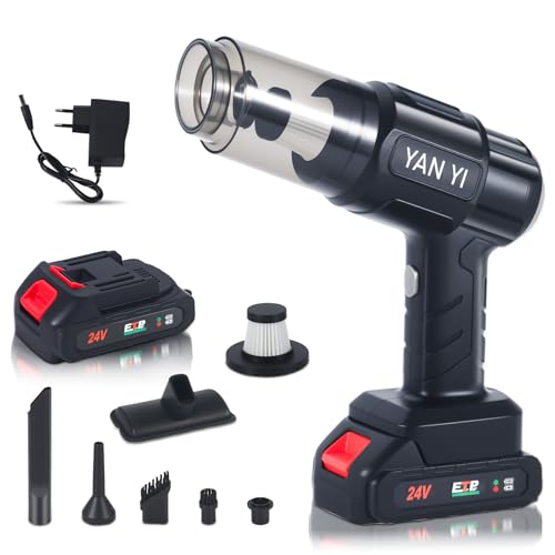 Image of Car Vacuum Portable Cordless: 5000PA Handheld Vacuum Cleaner,6 in 1 Air Duster and Vacuum Cleaner with Multi-Nozzles,120W Rechargeable High Power Suction & Blower for Car, Home, Office, Pet Hair