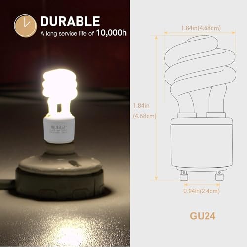 Image of 13Watt T2 Spiral CFL GU24 2 Prong Light Bulb Base 2700K 900lm 120v 60Hz Light Bulb- Mini Twist Lock Spiral -Self Ballasted Compact Fluorescent Soft White Pack of 3