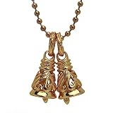 [silver KYASYA]ステンレス ツインベルネックレス 唐草 ダブルクレーンベル ゴールド 18k gp アラベスク ボールチェーン 父の日 ペンダント(ゴールド)