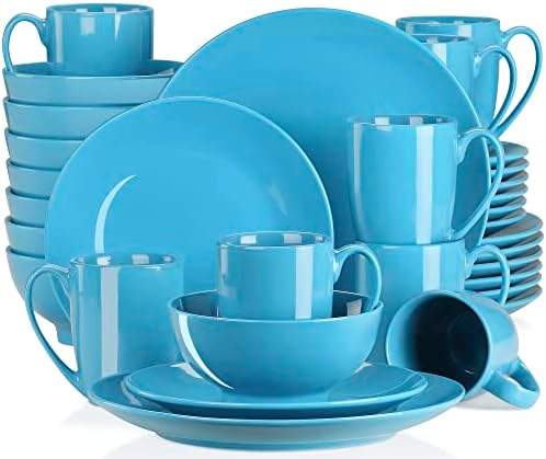LOVECASA 'Sweet' Porcelain Dinner Set 16-Piece Light Purple Combination Service, Dinnerware Set for 4 People | Dinner Plates, Cups, Dessert Plates and Bowls