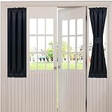Aquazolax French Door Curtain Panel for Privacy - Thermal Blackout 25x40 Curtains Door Window Panels Functional - 1 Piece, Black