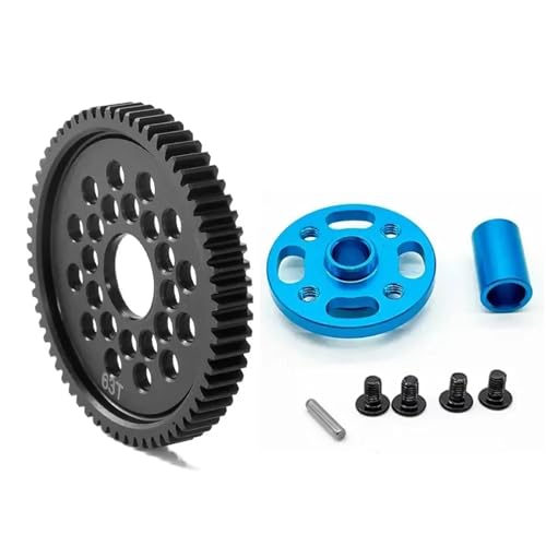 Piezas Vehículos RC para TT-02 para TT02 para 1/10 RC Piezas De Mejora De Coche Metal 63T 64T 66T 68T 71T 54500 Engranaje Recto Y Montaje De Engranaje Conjunto Engranajes De Alta Velocidad(63T)