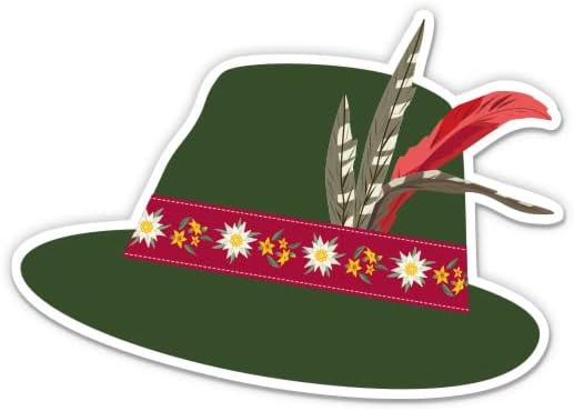 Green Fedora Hat Austria - Adhesivo de vinilo de 5 pulgadas - para portátil I-Pad - Adhesivo impermeable