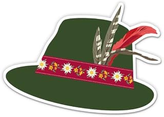Green Fedora Hat Austria - 3" Vinyl Sticker - for Car Laptop Water Bottle Phone - Waterproof Decal